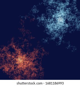 Composición abstracta con partículas siguiendo de forma rectangular. Tecnología o ilustración científica.
