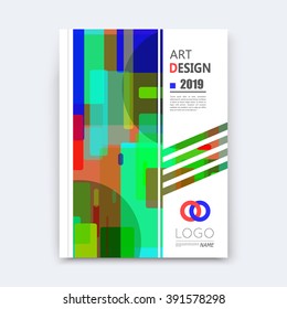 Abstract composition, patch quadrate font texture, blue, green square part construction, white a4 brochure title sheet, creative quadrangle band figure icon, commercial offer, banner form, flier fiber
