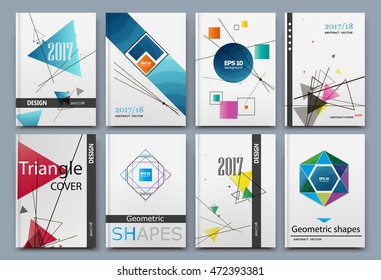 Abstract composition. Patch round, triangle, hexagon figure icon. Text frame surface. A4 brochure cover design. Title sheet model set. Vector front page theme. Ad banner form texture. Flyer fiber font