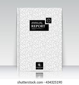Abstract composition. Perforated dots section. Black and white ad surface icon. Logo figure. A4 brochure title sheet. Creative mesh text frame construction. Firm banner form image. EPS10 flyer panel