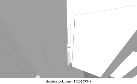 
abstract composition in perspective 3d rendering, architectural form.