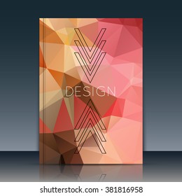 Abstract composition. Pink a4 brochure title sheet. Ad figure design. Annual report cover. Creative text frame surface. Firm banner form. Colored crystal facets. Flyer fiber art. Logo emblem icon.    