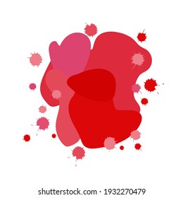 Abstract composition in pink red tones. Bionic spots background. Splatter set. Isolated on white. Liquid pink red spots. Trendy frame for text, box, banner. For design, print, fabric or background.