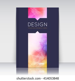 Abstract composition. Pink, violet color polygonal triangle construction texture. Line plexus section. Light ray. Black brochure title sheet. Creative figure logo icon surface. Banner form. Flyer font