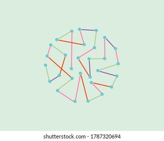 Abstract composition from points lines segments. Creative social networks, galaxy, starry sky, technology vector sign icon logo