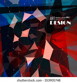 Abstract composition, polygonal triangle construction, cosmic sky, outer space technology, starburst energy, startup screen saver, dots, line connection, futuristic icon, light ray, EPS10 illustration