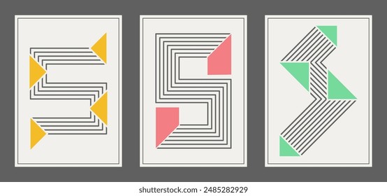 An abstract composition of a poster or poster. A template for interior design and print. The idea of minimalism in retro style.