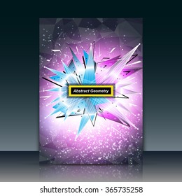 Abstract composition, purple outer space galaxy, glory pink star ray, a4 brochure title sheet, cosmic sky icon, text frame surface, creative figure, logo sign, firm banner form, flier fashion, EPS10