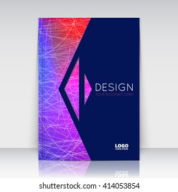 Abstract composition. Purple, pink font texture. Arrow section trademark. Curve line construction. Brochure title sheet. Creative figure logo icon. Commercial offer banner form. Modern flyer fiber