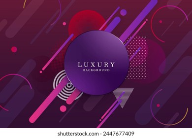 Abstrakte Komposition mit einem violetten Farbverlauf, einer Reihe von geometrischen Formen.