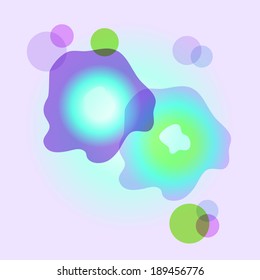 Abstract composition of radiance transparent figures on a light gradient background.
