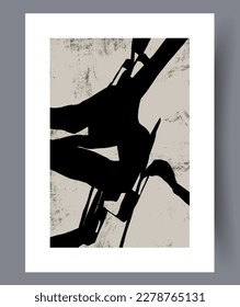 Abstract composition rambling surrealism wall art print. Contemporary decorative background with surrealism. Printable minimal abstract composition poster. Wall artwork for interior design.