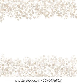 Composición Abstractas de estrellas caídas aleatorias sobre fondo blanco. Confeti estrellas marco de Plantilla para Anuncios, tarjetas de felicitación...