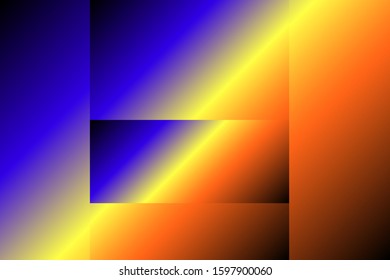 Abstract composition of rectangular, colored, gradient, shining, geometric shapes on a gradient background. Vector image.