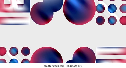 Abstract composition. Red, blue spheres, gradients. Minimalist design. Clean background. Modern aesthetic. Simple shapes. Vibrant colors. Geometric pattern.