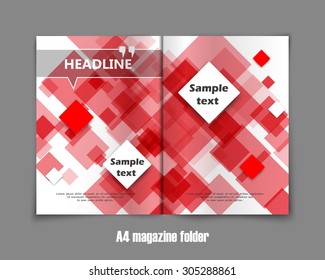 Abstract composition, red brochure sheet, red colored diamonds, EPS 10 vector illustration