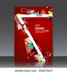 Abstract composition, red business card, a4 brochure title sheet, certificate, diploma, patent, charter document, creative text frame surface, figure logo icon backdrop, white linking lines, EPS10