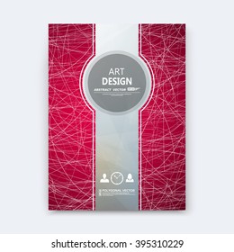 Abstract composition, red font texture, grey stripe section cover surface, white curve lines construction, brochure title sheet, creative figure vector art, commercial offer, banner form, flyer fiber