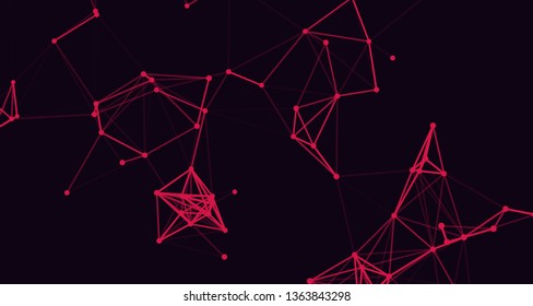 Abstract composition. red lines on a dark background. plexus background. vector background. abstract red lines.