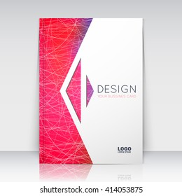 Abstract composition. Red, pink font texture. Arrow section trademark. Curve line construction. White brochure title sheet. Creative figure logo icon. Commercial offer banner form. Modern flyer fiber