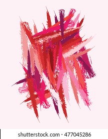 Abstract composition. Red and pink tones on light colored background.