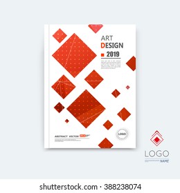 Abstract composition, red quadrate font texture, square part construction, white a4 brochure title sheet, creative tetragon figure icon, commercial logo surface, firm banner form, EPS10 flier fiber