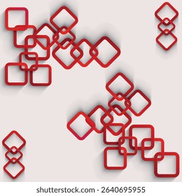 Abstract composition of red rounded squares with 3D effect