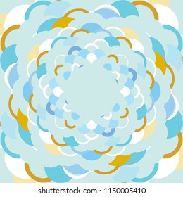 Abstract composition of round elements. scales simple Nature Asian wave circle pattern Blue brown orange white background card banner design. Vector