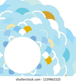 Abstract composition of round elements. scales simple Nature Asian wave circle pattern Blue brown orange white background card banner design. Vector