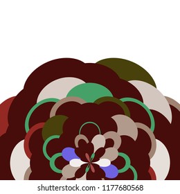 Abstract composition of round elements. scales simple Nature Asian wave circle pattern green khaki Blue brown on white background card banner design. Vector illustration