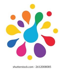 Abstract Composition of Rounded Multicolored Droplets