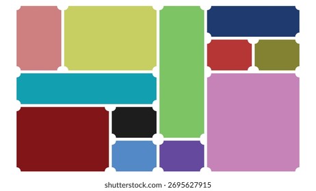 Abstract composition of rounded rectangles in vibrant multicolor palette illustration