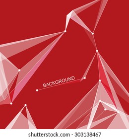 Abstract composition, scarlet polygonal space ornament, vermilion screen saver, incarnadine display background pattern, EPS 10 vector illustration