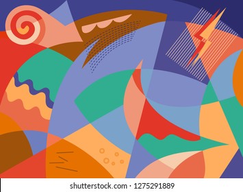 Abstract composition of the sea in the storm with the wind and rain