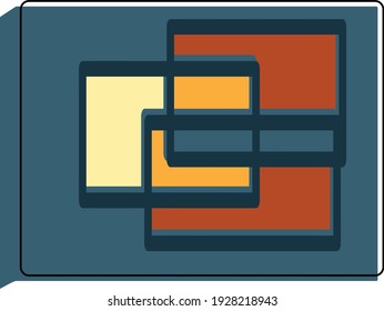 Abstract composition of several rectangles filled with colors and movable background.