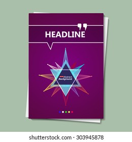 Abstract composition, shining star, background, triangle, violet brochure, EPS 10 vector illustration 