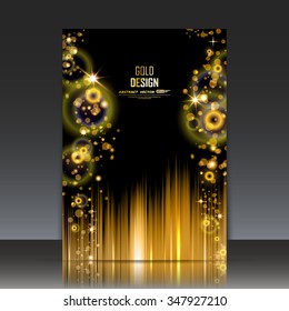 Abstract composition, shiny galaxy flare, visual light bubbles flash, golden circle radiance icon, effulgence figure logo construction, glory a4 brochure title sheet, luster sheen, EPS10 illustration