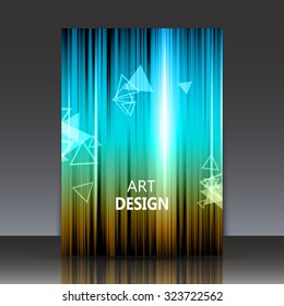 Abstract composition, shiny geometric shapes flare, visual colored line light, flying triangle radiance icon, logo construction, a4 brochure title sheet, firm sign backdrop, EPS 10 vector illustration