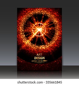 Abstract composition, shiny round flare, visual sun light flash, golden circle radiance icon, effulgence figure logo construction, glory brochure title sheet, luster sheen, EPS10 vector illustration