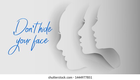 Abstract composition in silhouette illustration of several female faces .