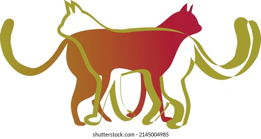 Abstract composition with silhouettes of cats. A vector file is useful for creating your designs.