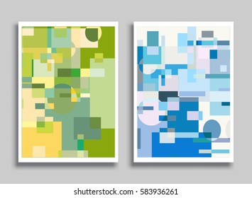 Abstract composition size a4. Colorful header design for flyer, brochure cover. Info banner frame, title sheet model set. Brand logo texture. Colored geometric shapes, figures. Modern art background