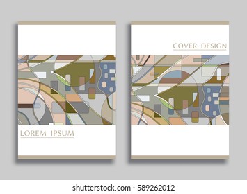 Abstract composition size a4. Colorful header design for flyer, brochure cover. Info banner frame, title sheet model set. Brand logo texture. Colored geometric shapes, figures. Modern art background
