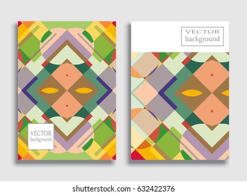 Abstract composition size a4. Colorful header design for flyer, brochure cover. Info banner frame, title sheet model set. Brand logo texture, geometric shapes, figures. Modern art background