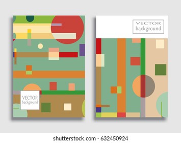 Abstract composition size a4. Colorful header design for flyer, brochure cover. Info banner frame, title sheet model set. Brand logo texture, geometric shapes, figures. Modern art background