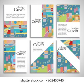 Abstract composition size a4. Colorful header design for flyer, brochure cover. Info banner frame, title sheet model set. Brand logo texture, geometric shapes, figures. Modern art background