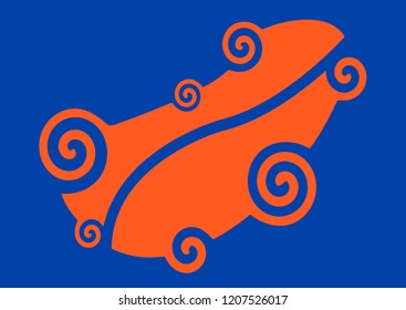 Abstract composition with smooth shapes on a blue background