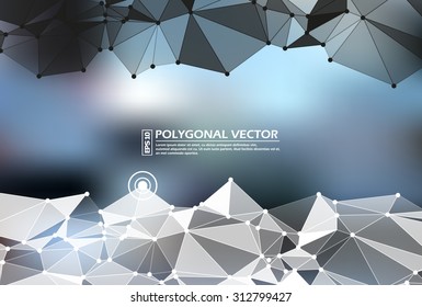 Abstract composition, space background, pearl shine, dots, lines, polygonal connecting, 3d triangle puzzle, cloudy sky, star shine theme, cosmic lightning rays, EPS 10 vector illustration