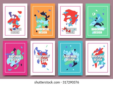 Abstract composition, spotted blot structure, business card set, smeary paint blur, sloppy surface, soiled correspondence letter collection, splotchy brochure title sheet, EPS 10 vector illustration