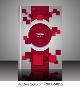 Abstract composition square  red A4 brochure title sheet creative figure logo sign construction firm banner eps10 illustration